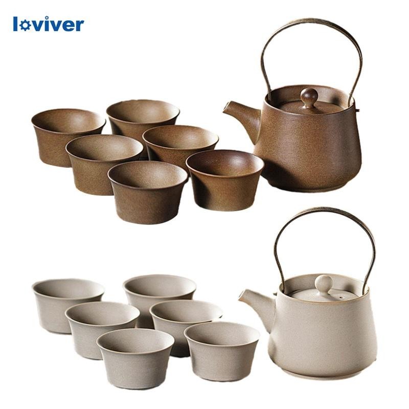 [Loviver] กาน้ําชาจีนพร้อมฝาปิด 6 ถ้วย 200 มล. หม้อชาหลวมนมอุ่น