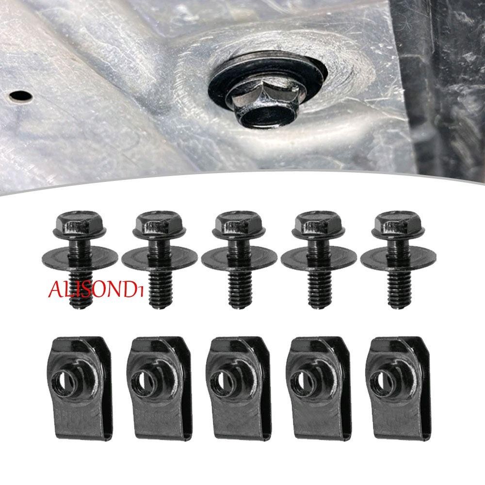 Alisond1 คลิปน็อต U-nut M6 สีดํา 6 มม. สําหรับรถยนต์ 5 10 ชิ้น