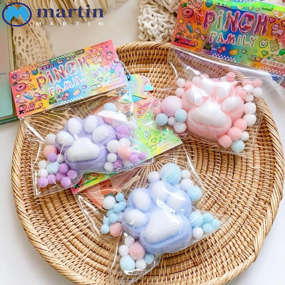 Martin ของเล่นบีบวาฟเฟิล รูปอุ้งเท้าแมว ขนาดเล็ก คืนรูปช้า แนวตลก หนัง PU สําหรับเด็ก