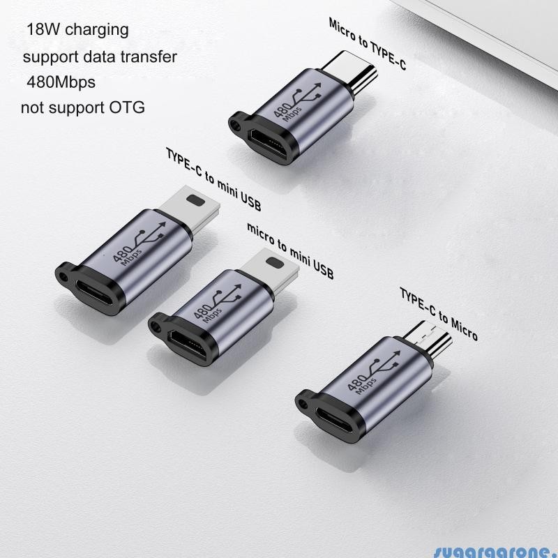 ตัวเชื่อมต่อตัวแปลง Micro USB เป็น TypeC Mini USB รองรับการชาร์จซิงค์ข้อมูล 480Mb