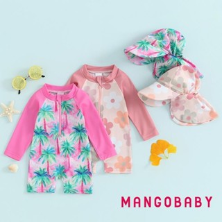 (จัดส่งในกรุงเทพฯ)- ชุดว่ายน้ํา แขนยาว พิมพ์ลายดอกไม้ / ต้นไ…