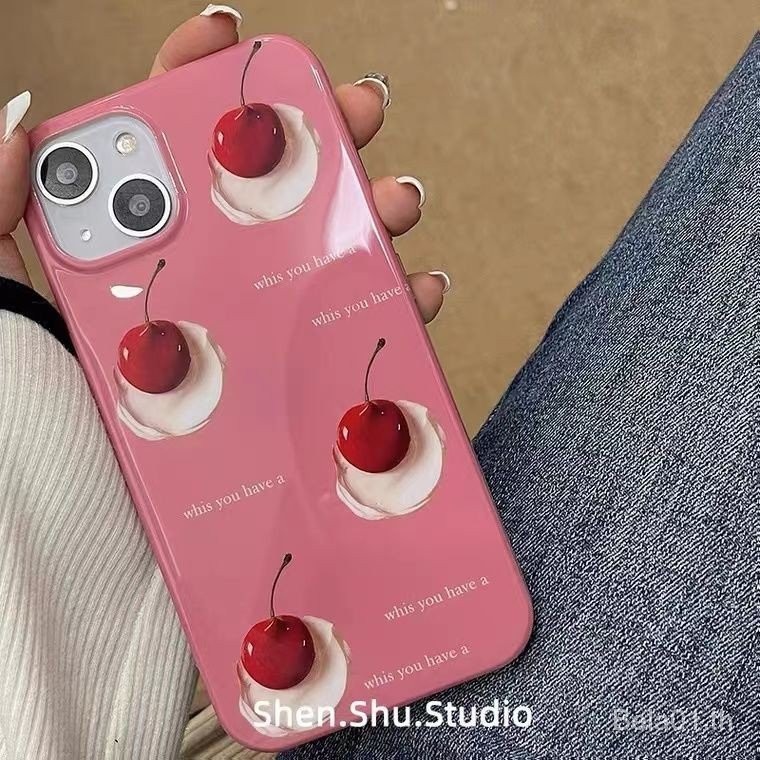 เคสป้องกันโทรศัพท์มือถือ แบบแข็ง สําหรับ iPhone Four Cherry 13 12promax 15 14plus 11 8 x xr xsmax 5513