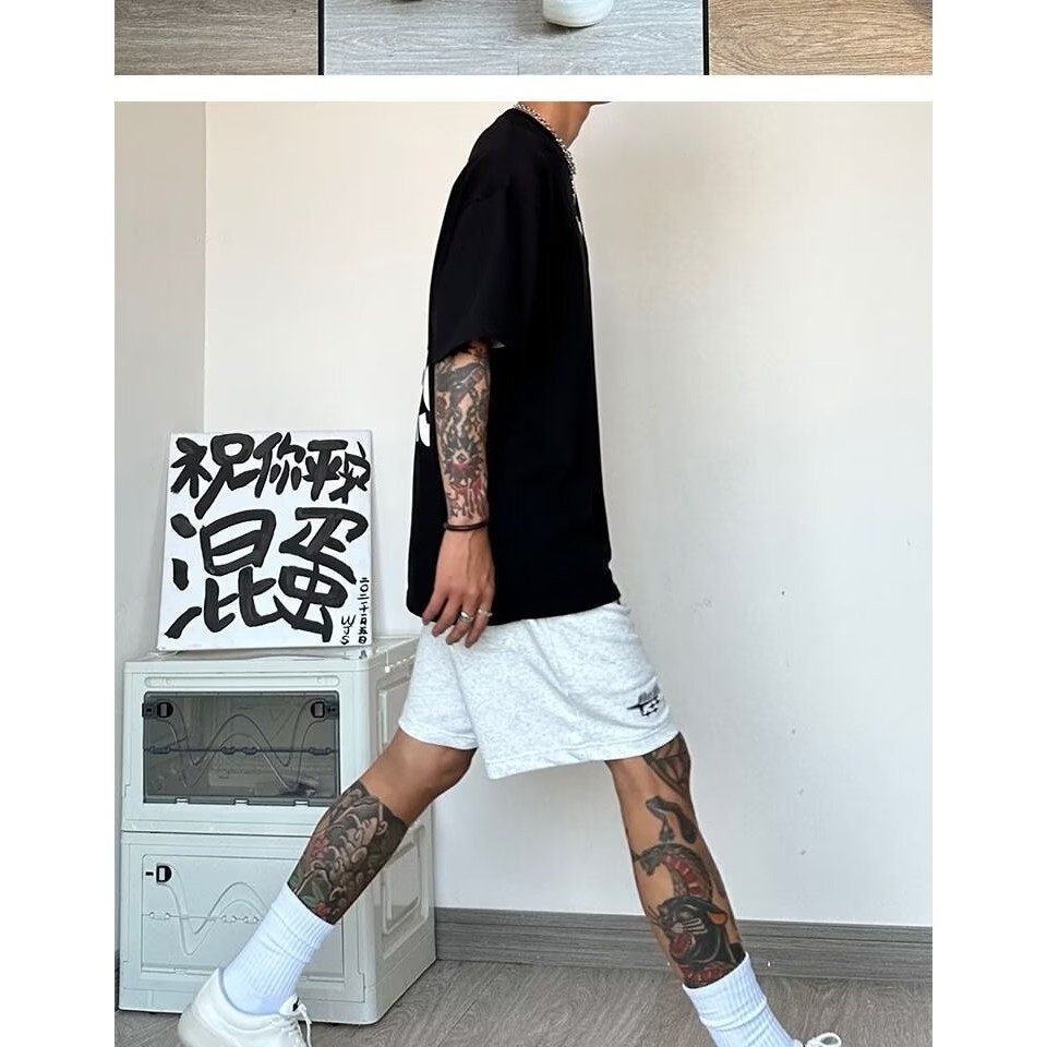 กางเกงวอร์มขาสั้น ขาห้าส่วน ทรงหลวม ขนาดใหญ่ พิมพ์ลายตัวอักษร แฟชั่นสําหรับผู้ชาย ไซซ์ M - 8XL - รูปที่ 6