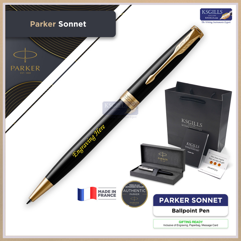 Parker Sonnet ปากกาลูกลื่น - สีดํา สีทอง (พร้อมไส้ปากกา สีดํา - ขนาดกลาง (M) / /