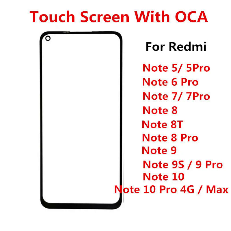 อะไหล่หน้าจอสัมผัส LCD และ OCA สําหรับ Xiaomi Redmi Note 10 Pro Max 6 7 8 8T 9 9S 5
