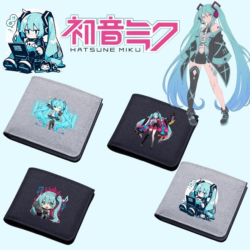 กระเป๋าสตางค์ พิมพ์ลายการ์ตูน Hatsune Miku เหมาะกับการพกพาเดินทาง สําหรับเด็กผู้ชาย และเด็กผู้หญิง