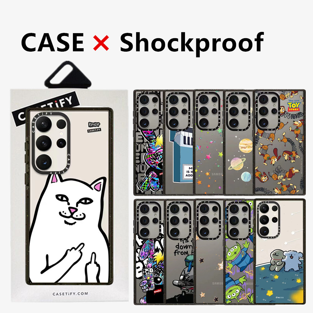 เคสโทรศัพท์มือถืออะคริลิคใส แบบแข็ง กันกระแทก ลายแมว Naughty Ripndip พร้อมกล่อง สําหรับ Samsung Galaxy S24 S23 S22 Ultra S23 S24 Plus