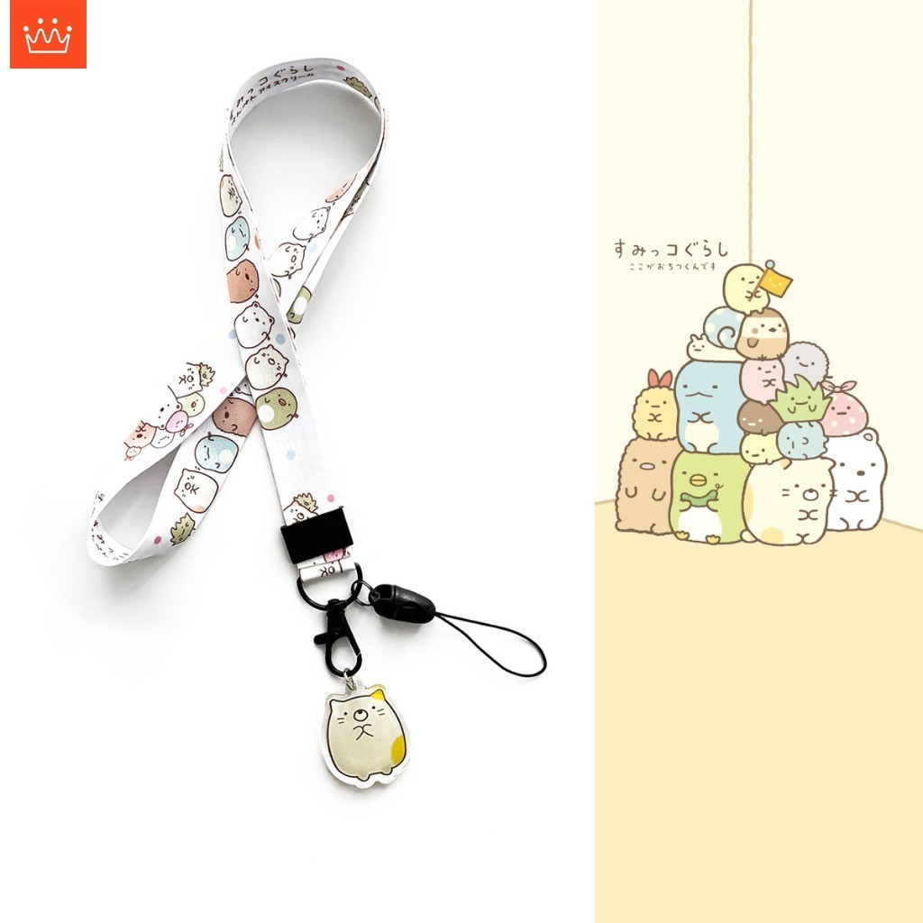 สายคล้องคอ Sumikkogurashi การ์ตูน สายคล้องไนลอน เชือกเส้นเล็ก สําหรับ โทรศัพท์มือถือ, LA075