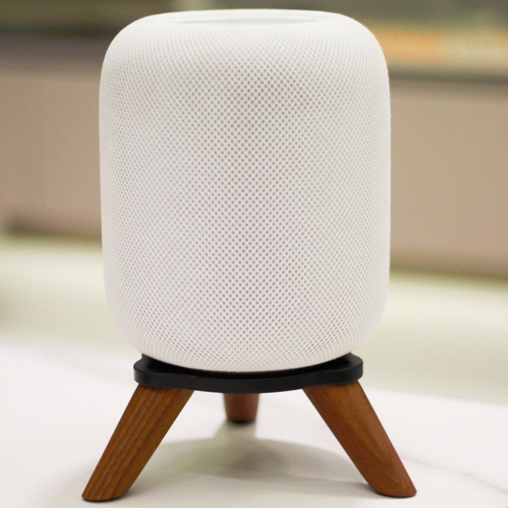 ขาตั้งลําโพง ไม้เนื้อแข็ง สีดํา วอลนัท กันกระแทก สําหรับ HomePod 2