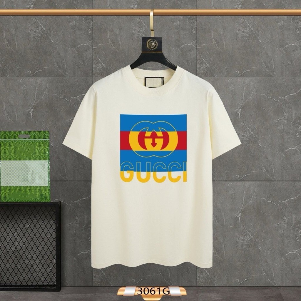เสื้อยืดแขนสั้นลําลอง คอปก พิมพ์ลายโลโก้ตัวอักษร แฟชั่นฤดูใบไม้ผลิ และฤดูร้อน สําหรับผู้ชาย และผู้หญิง 2024