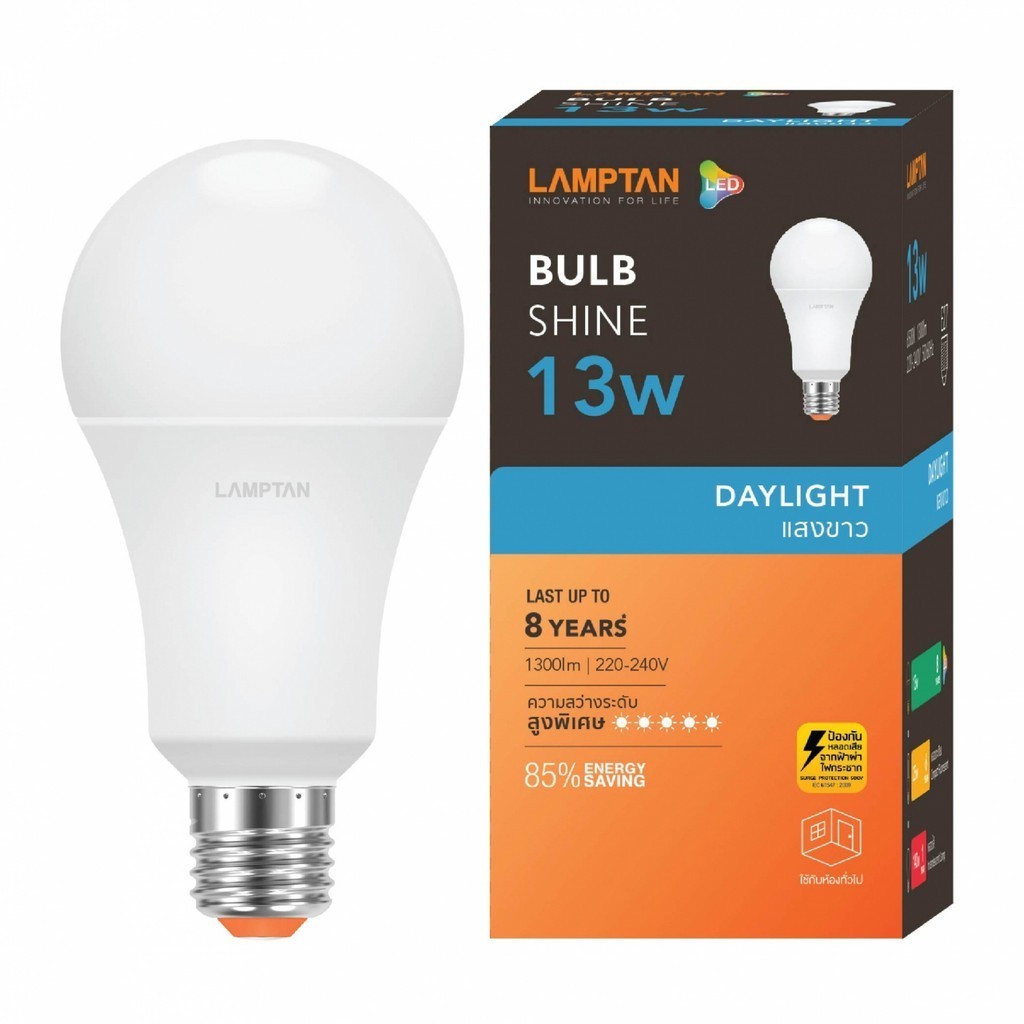 Electrol_Shop LAMPTAN หลอดไฟ LED BULB 13W แสงเดย์ไลท์ รุ่น SHINE E27