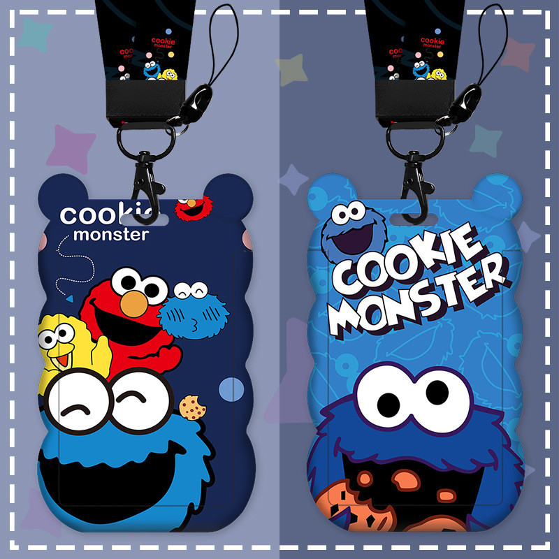 เคสโทรศัพท์มือถือ พลาสติกแข็ง แบบใส ป้องกันการสูญหาย ลายอนิเมะ Sesame Street ELMO Emma พร้อมสายคล้องคอ สําหรับรถบัส รถไฟใต้ดิน
