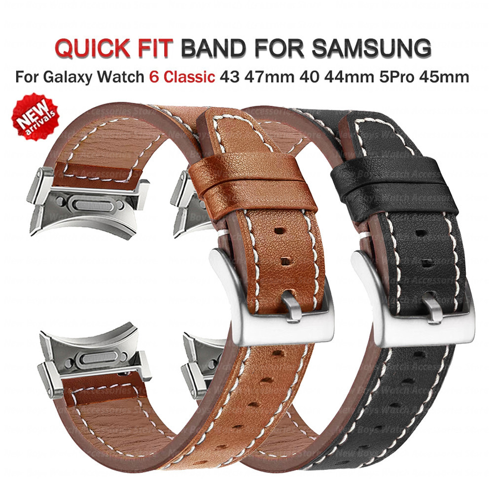 สายนาฬิกาข้อมือ หนังนิ่ม ไม่มีช่องว่าง สําหรับ Samsung Galaxy Watch4 5 6 Classic 47 มม. 43 มม. 44 มม. 40 มม.