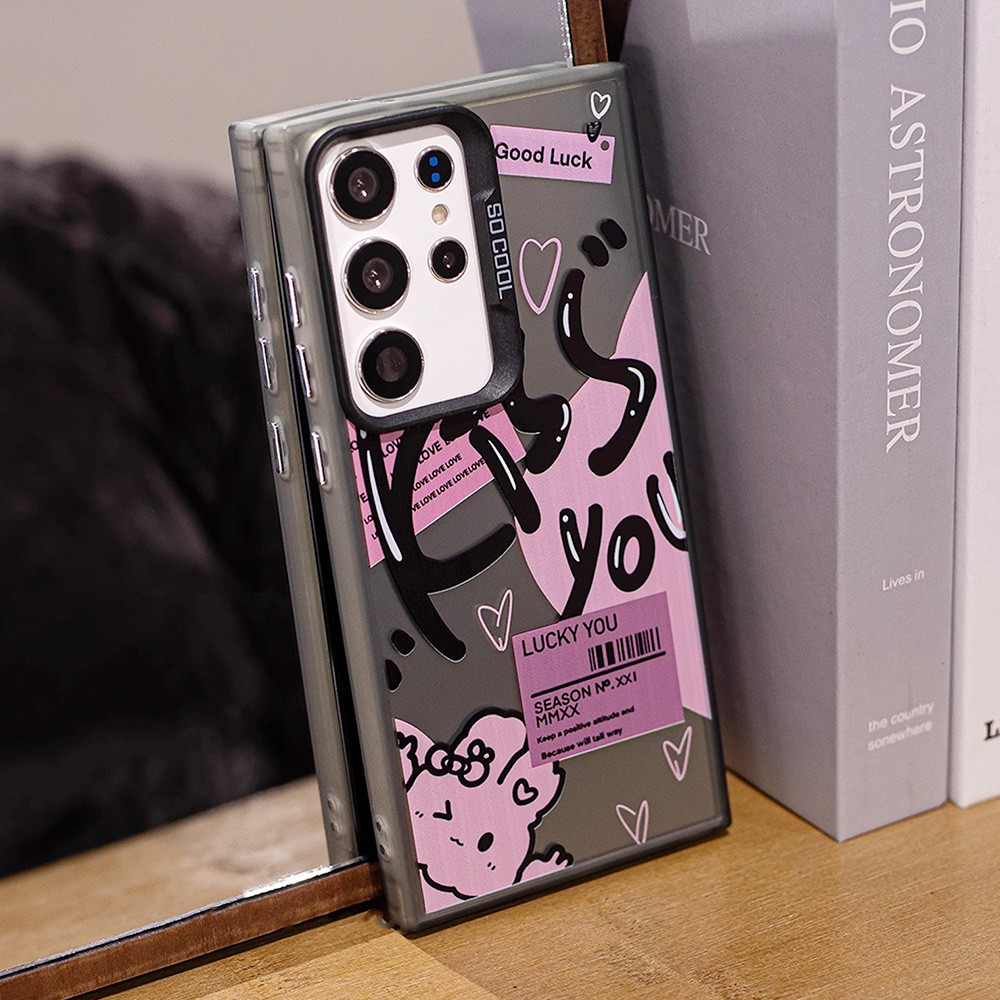 เคสโทรศัพท์มือถือ ผิวด้าน กันรอยขีดข่วน ลายกระต่ายน่ารัก สีชมพู สําหรับ SAMSUNG S24 Ultra S24 Plus S23 S22 Ultra S21 S23 FE