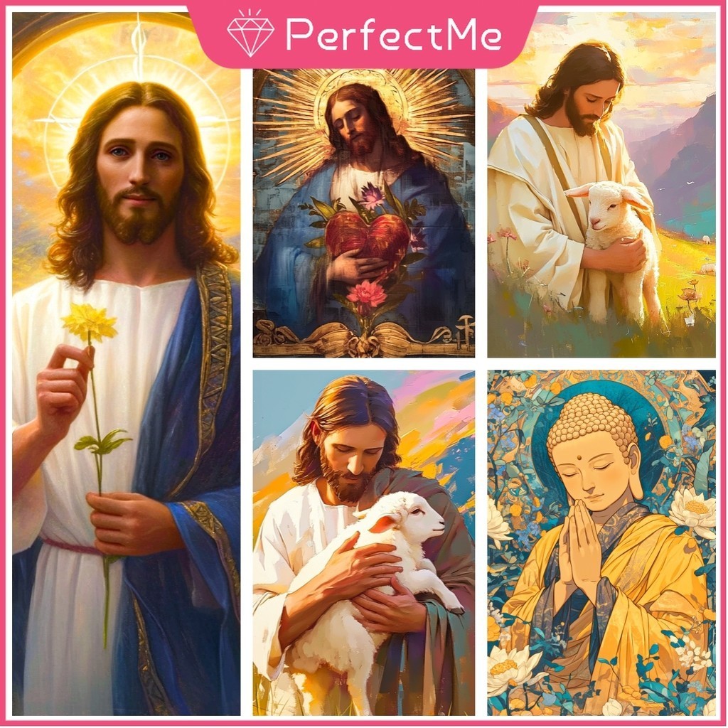 【PM】ภาพวาดปักครอสสติตช์ อะคริลิค รูปพระเยซู 5D สําหรับแขวนตกแต่งบ้าน 宗教 5241