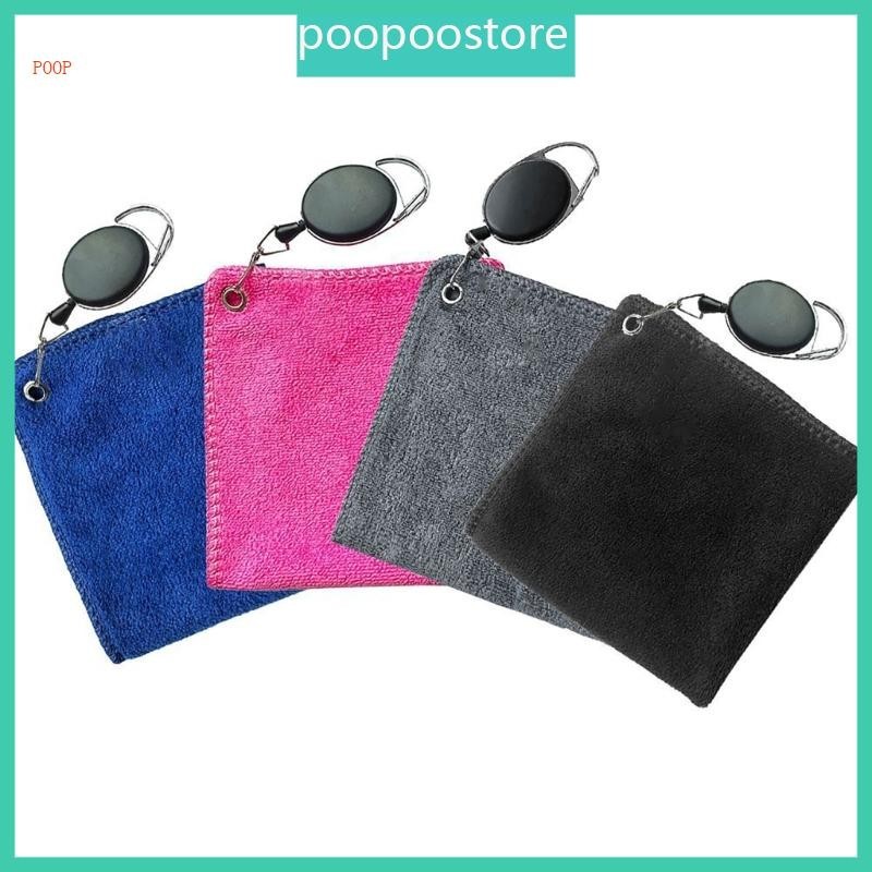 Poop ผ้าขนหนูเช็ดทําความสะอาด แบบแห้งเร็ว พร้อมตะขอเกี่ยว สําหรับเล่นกอล์ฟ