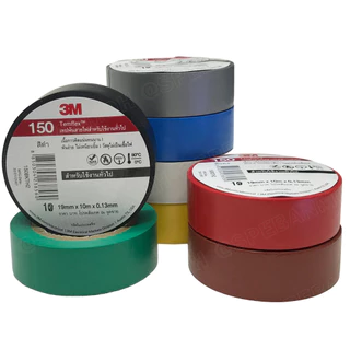 [ 10ชิ้น ] TAPE-3M-150 เทปพันสายไฟ ทนแรงดันไฟฟ้าได้ 600V 3/4นิ้ว ยาว 10เมตร สามเอ็ม เทปฉนวนไฟฟ้า Adhesive and Tape ใช...