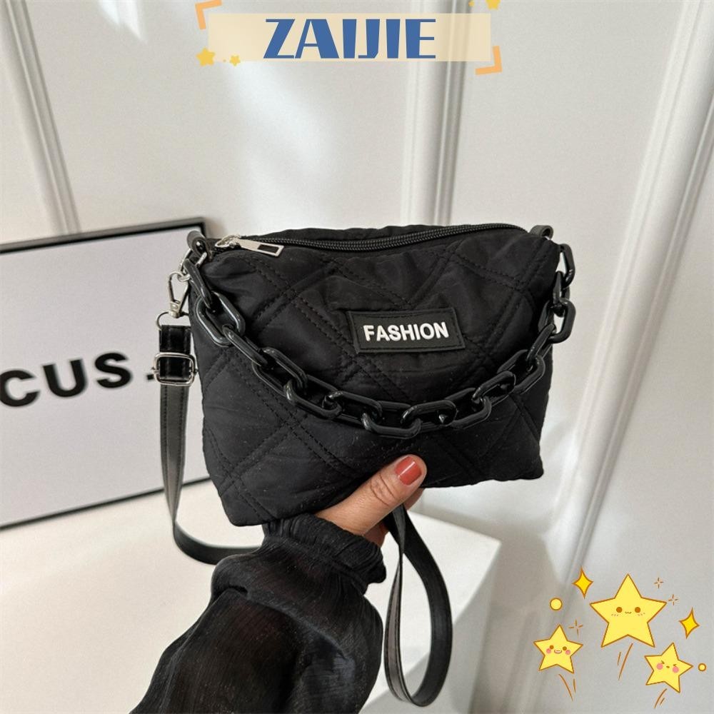 Zaijie24 กระเป๋าสะพายไหล่ ลําลอง สีพื้น เหมาะกับการพกพาเดินทาง