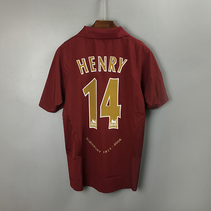 เสื้อกีฬาแขนสั้น ลายทีมชาติฟุตบอล Arsenal retro home 2005/2006 henry 14 05/06