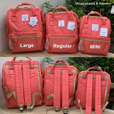 กระเป๋าเป้ผ้าเรียบ Anello แท้100% รุ่นผ้า Canvas Backpack สี Coral pink เป้สะพายหลัง ไซส์ mini regular large