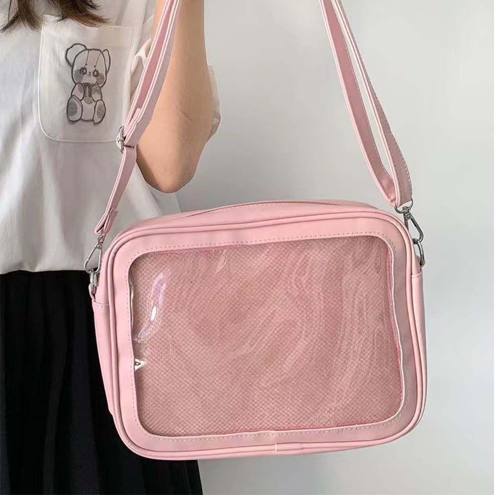 Adamesuo สีทึบ Itabag, กระเป๋าซิป PU กระเป๋าโปร่งใส, มัลติฟังก์ชั่ผ้าฝ้ายตุ๊กตากระเป๋ากระเป๋าสตางค์กระเป๋าสะพายกระเป๋าเดินทาง