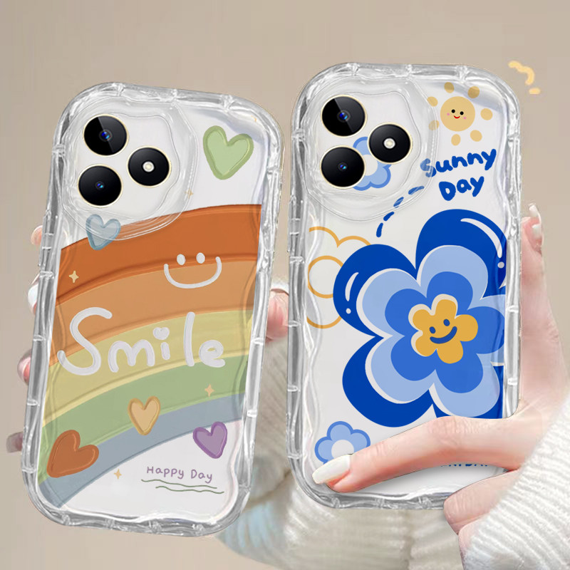 เคส Realme NOTE 50 C53 C51 เคสโทรศัพท์ใส เคสนิ่ม ความรู้สึกสูง หยักแมว ดอกไม้ ใส เคสโทรศัพท์