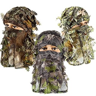 การล่าสัตว์ Face Mask Camouflage หมวกใบ Ghillie Face Coverin…