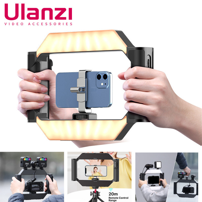 Ulanzi โคมไฟ LED รูปตัว U พร้อมอุปกรณ์วิดีโอบลูทูธ สําหรับถ่ายภาพภาพยนตร์ iPhone Samsung สมาร์ทโฟน วิดีโอโคลง