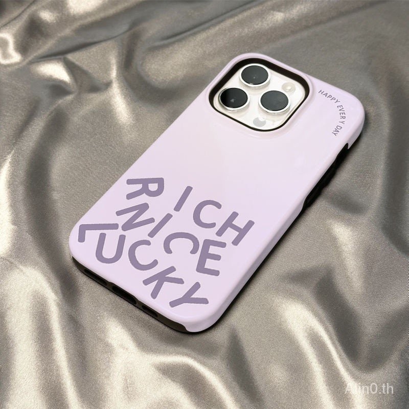 เคสโทรศัพท์มือถือ ฟิล์มสองชั้น กันกระแทก ลายภาษาอังกฤษ RICH สองชั้น รูขนาดใหญ่ เรียบง่าย สไตล์เกาหลี สําหรับ iPhone 7 8 Plus x xs xr xsmax 11 12 13 14 15 pro max เคสป้องกัน สําหรับ ZYSU