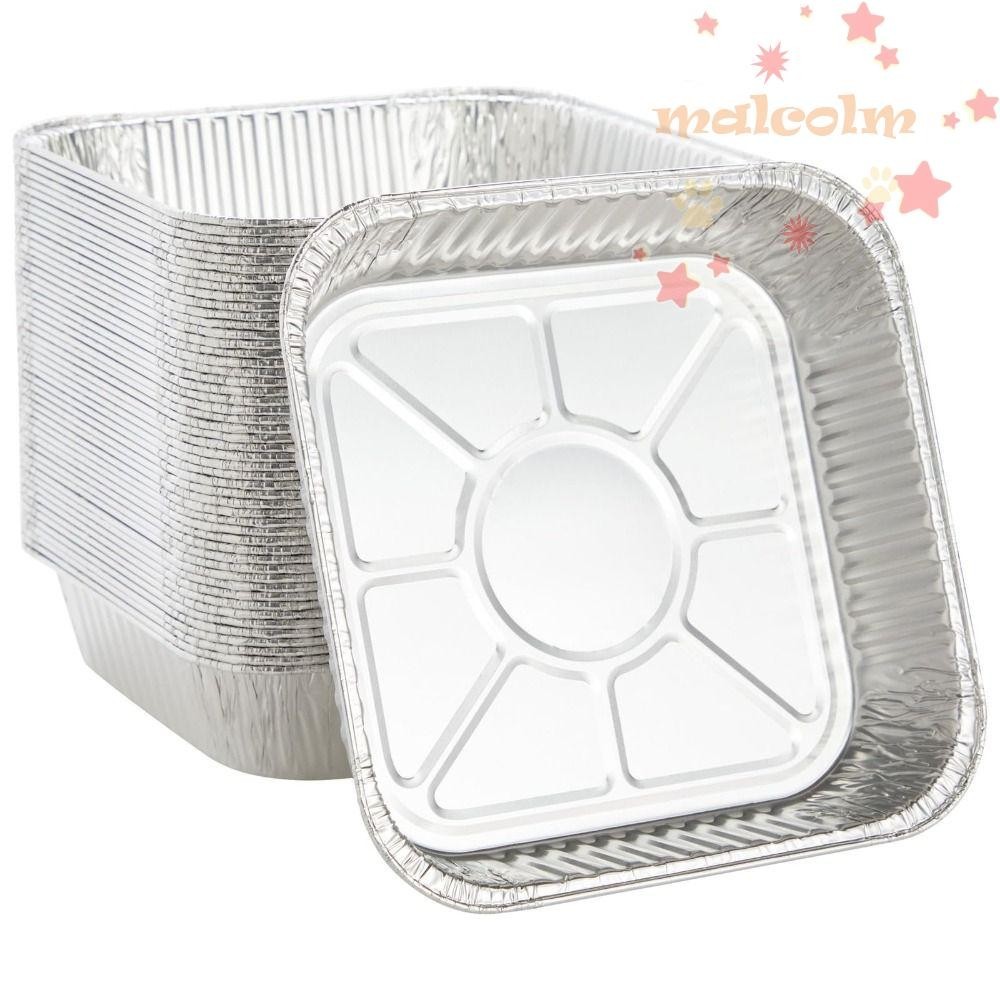 Malcolm ถาดฟอยล์อลูมิเนียม ทรงสี่เหลี่ยม 6 7 8 9 นิ้ว สีเงิน 20 30 ชิ้น