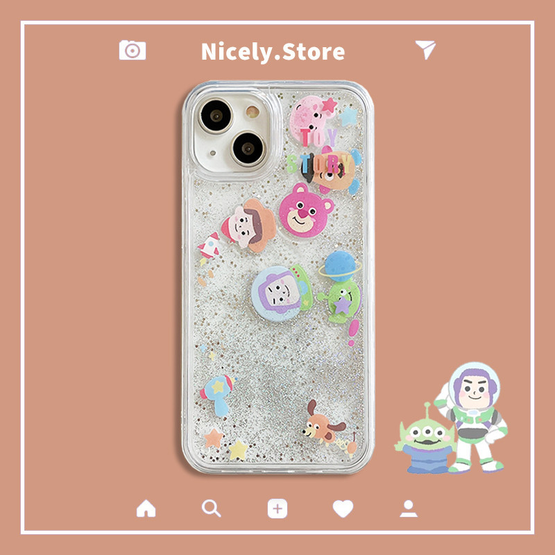 เคสโทรศัพท์มือถืออะคริลิคใส แบบแข็ง ลายการ์ตูนเอเลี่ยน สตรอเบอร์รี่ หมี สําหรับ iPhone 15 14 13 12 Pro Max 11