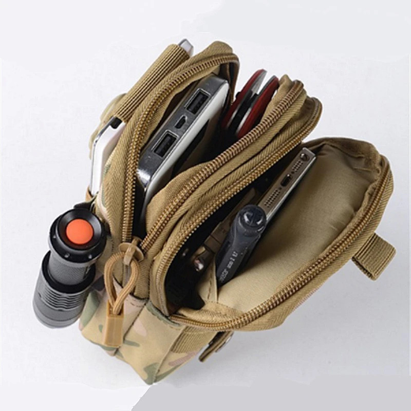 Tactical Belt Waist bag ผู้ชายกระเป๋านุ่มยุทธวิธีเข็มขัดเอวถุงเล็กทหารเอวกระเป๋าวิ่งกระเป๋าตั้งแคมป์เดินทางนุ่มกลับ