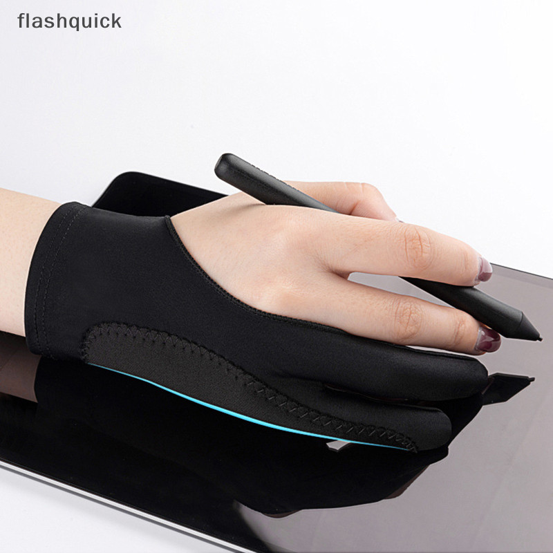 Flashquick ถุงมือสองนิ้ว ป้องกันการเปรอะเปื้อน ป้องกันเหงื่อ สําหรับวาดภาพ แท็บเล็ต