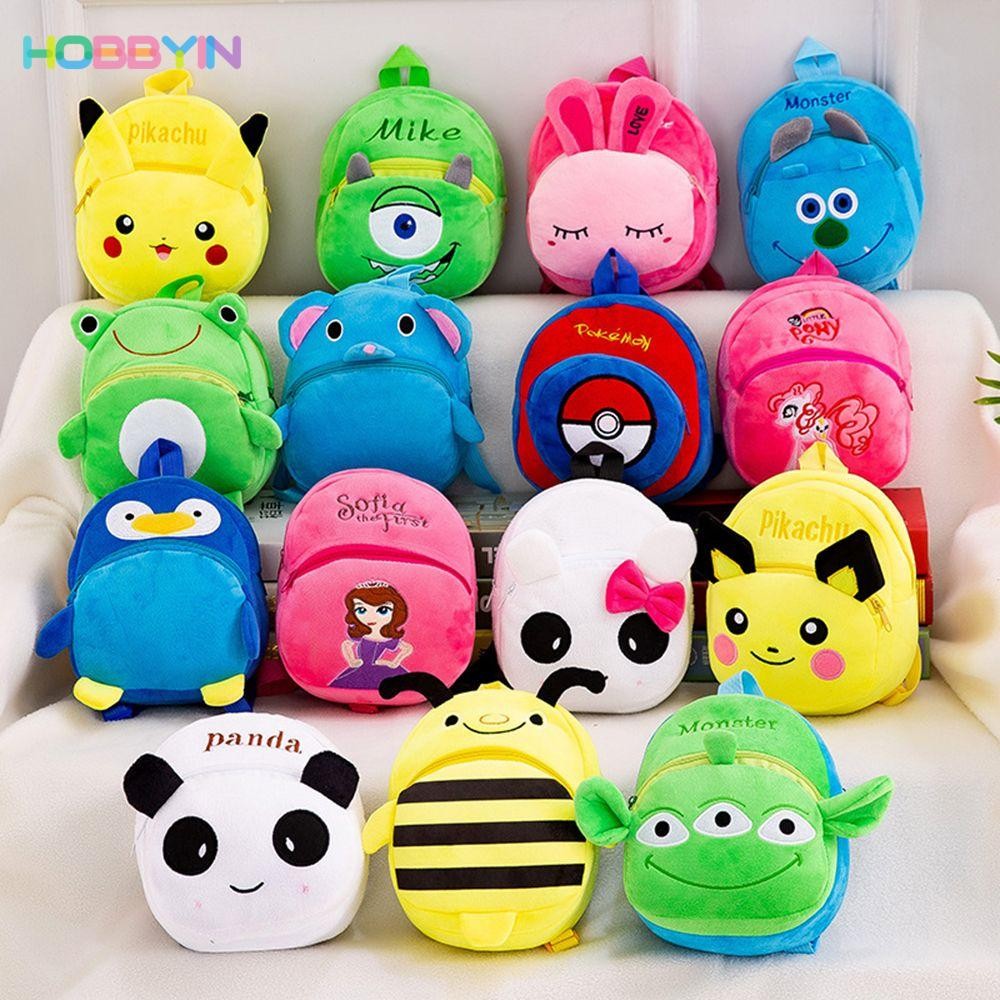 HOBBYIN กระเป๋าเป้สะพายหลัง ผ้ากํามะหยี่ขนนิ่ม ลายการ์ตูนมิกกี้เมาส์ สไปเดอร์แมน ขนาด 22 ซม. สําหรับเด็ก