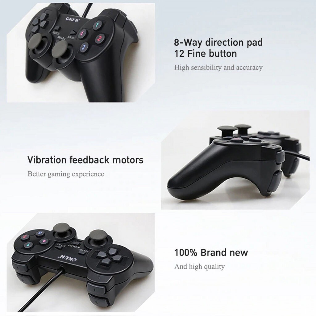 OKER U-706 BLACK JOYSTICK USB จอยเกมส์ PC เดี่ยวสั่น รับประกันศูนย์ไทย 1ปี