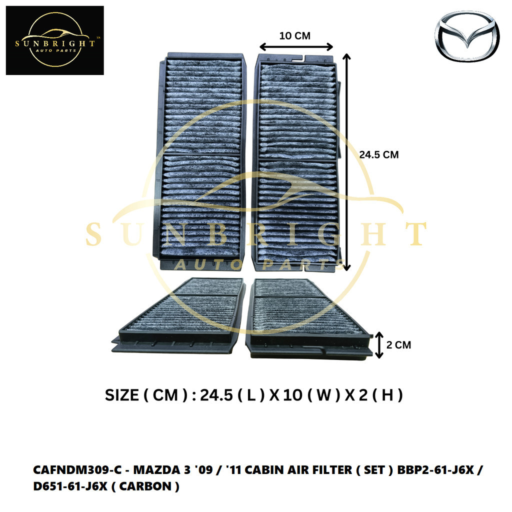 MAZDA 3 09 / 11 CABIN AIR FILTER ( SET ) BBP2-61-J6X / D651-61-J6X ( CARBON )