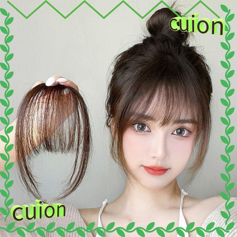 Cuion1413 Mini Fake Bangs, ผู้หญิงสังเคราะห์ Air Bangs Hairpiece สีดําสีน้ําตาลสําหรับสาว Hairpiece 