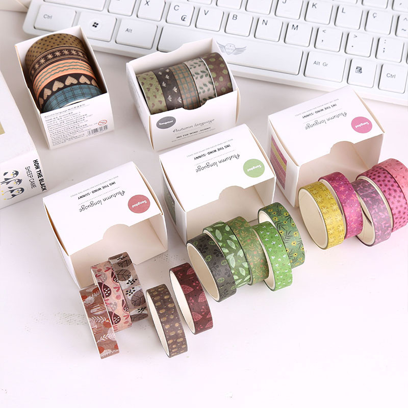 สติกเกอร์เทปวาชิ สไตล์เรโทร DIY 5 ม้วน