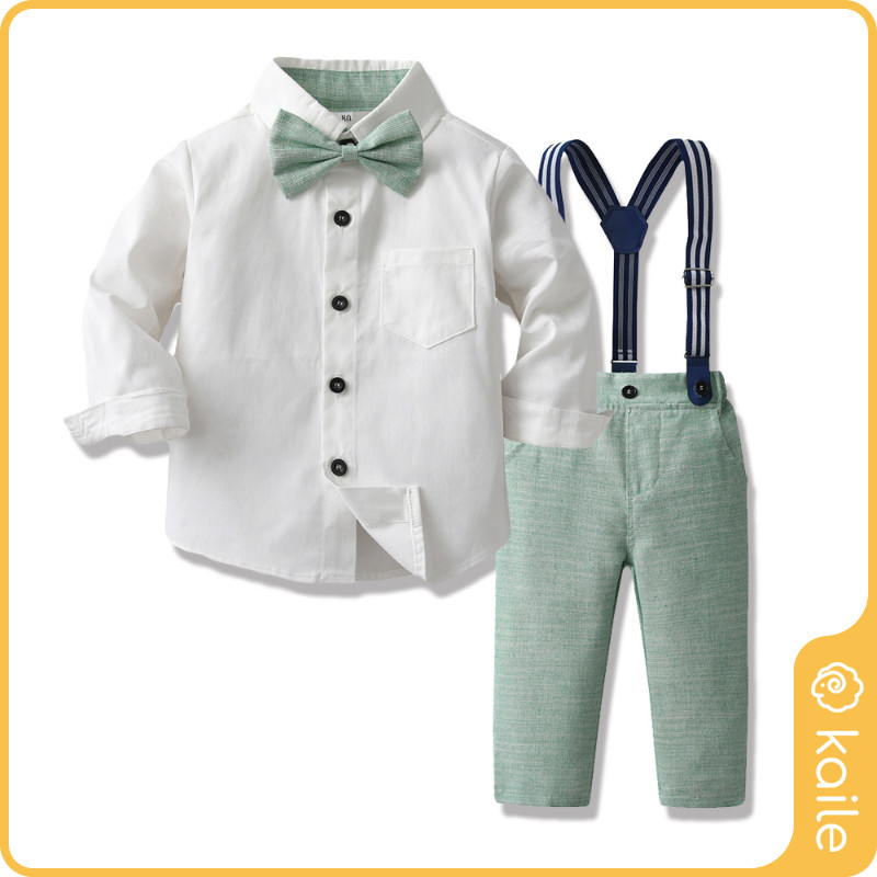 ชุดเครื่องแต่งกาย สําหรับเด็กผู้ชาย อายุ 0-9 ปี เสื้อเชิ้ตแขนยาว สีขาว สําหรับงานเลี้ยงวันเกิด Kaile