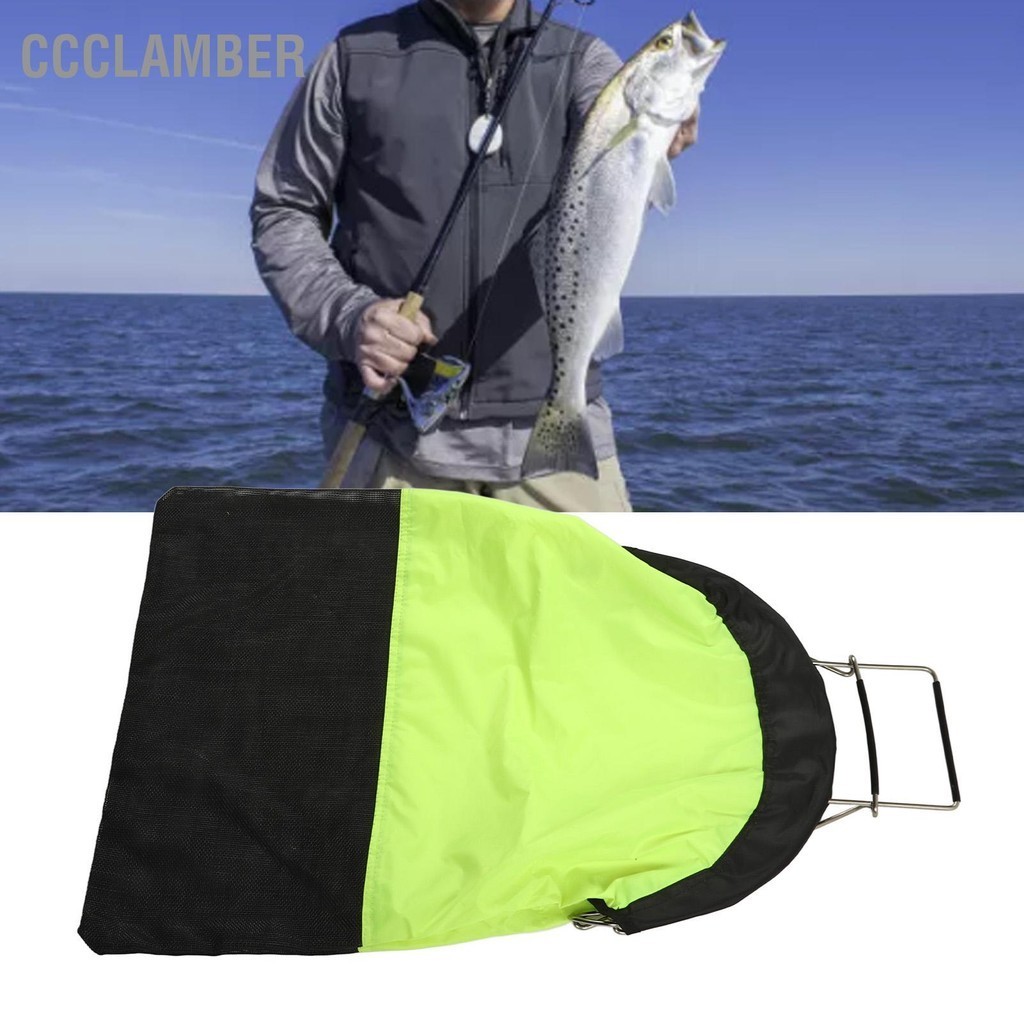CCclamber ถุงจับปลาดำน้ำ พับเรืองแสงสีเหลือง ใช้งานมือเดียวปิดถุงตกปลาดำน้ำสำหรับการดำน้ำ