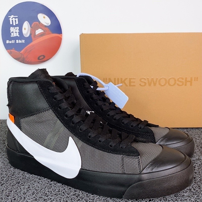Off WHITE x Nike Blazer Mid Joint OW รองเท้าผ้าใบ สีดํา สีขาว AA3832-001