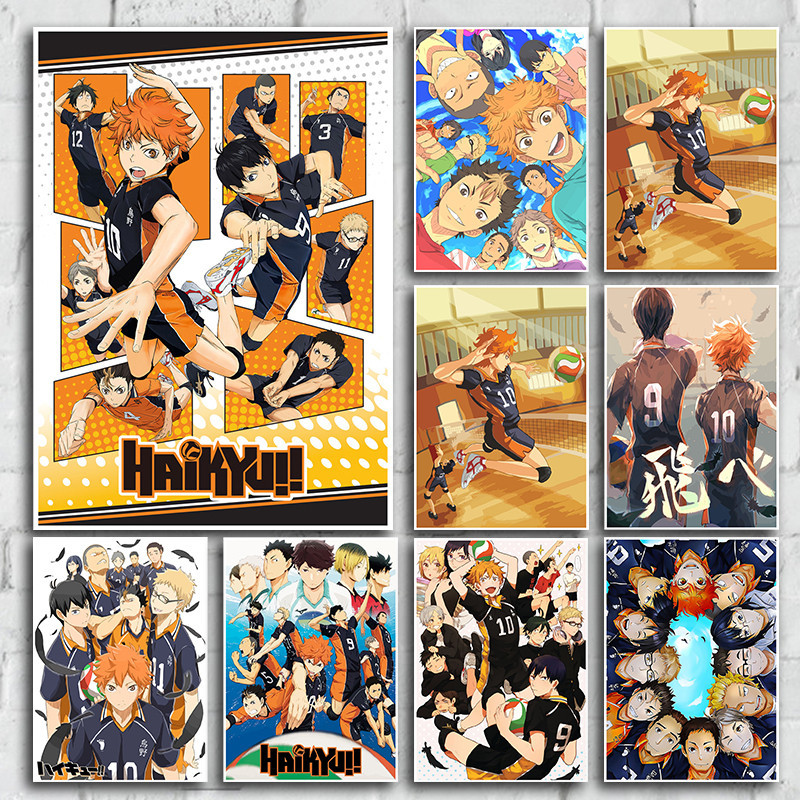 โปสเตอร์กระดาษคราฟท์ ลายอนิเมะ Riman Haikyuu สไตล์เรโทร สําหรับตกแต่งบ้าน บาร์ ร้านกาแฟ