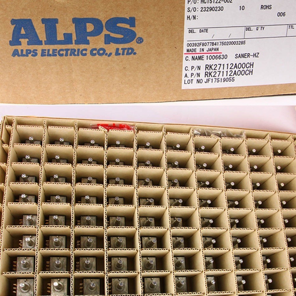 โพเทนชิโอมิเตอร์สวิตช์โรตารี่ 10K 20K 50K 100K 250K 500K ALPS RK27 10~500KAX2 6Ppin