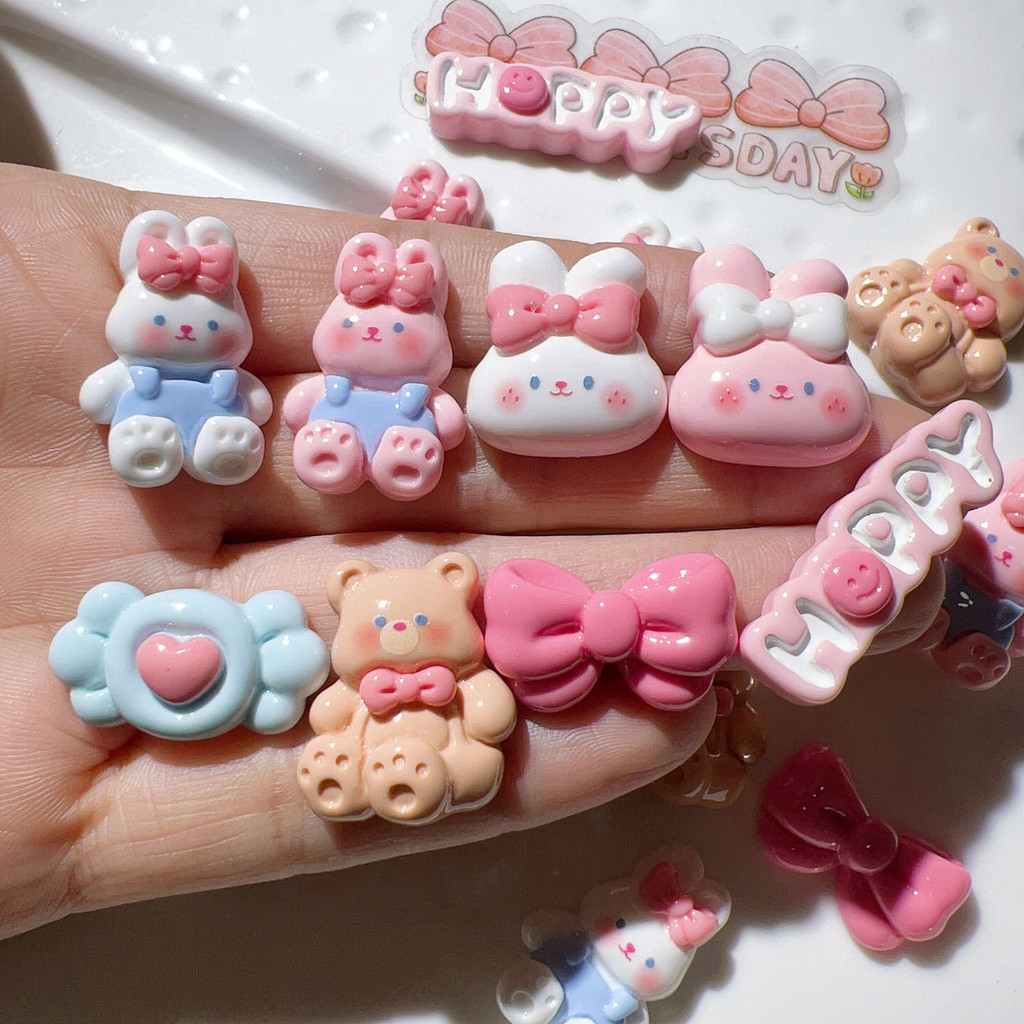 หัวเข็มขัดเรซิ่น รูปกระต่าย แฮนด์เมด diy อุปกรณ์เสริม สําหรับตกแต่งโทรศัพท์มือถือ