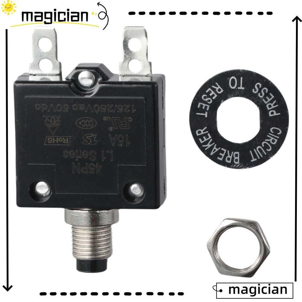 Mag ตัวป้องกันโอเวอร์โหลด เบรกเกอร์วงจรเบรกเกอร์ พลาสติก ทองแดง 50Vdc 125-250V 5-30A สําหรับสกูตเตอร์