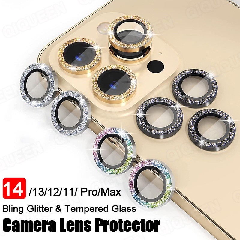 ฟิล์มกระจกกันรอยเลนส์กล้อง ด้านหลัง for iPhone 17 15 13 11 12 14 16 Pro Max 13 Mini 14 Plus 11 Pro Max 13 Air ประดับเพชร