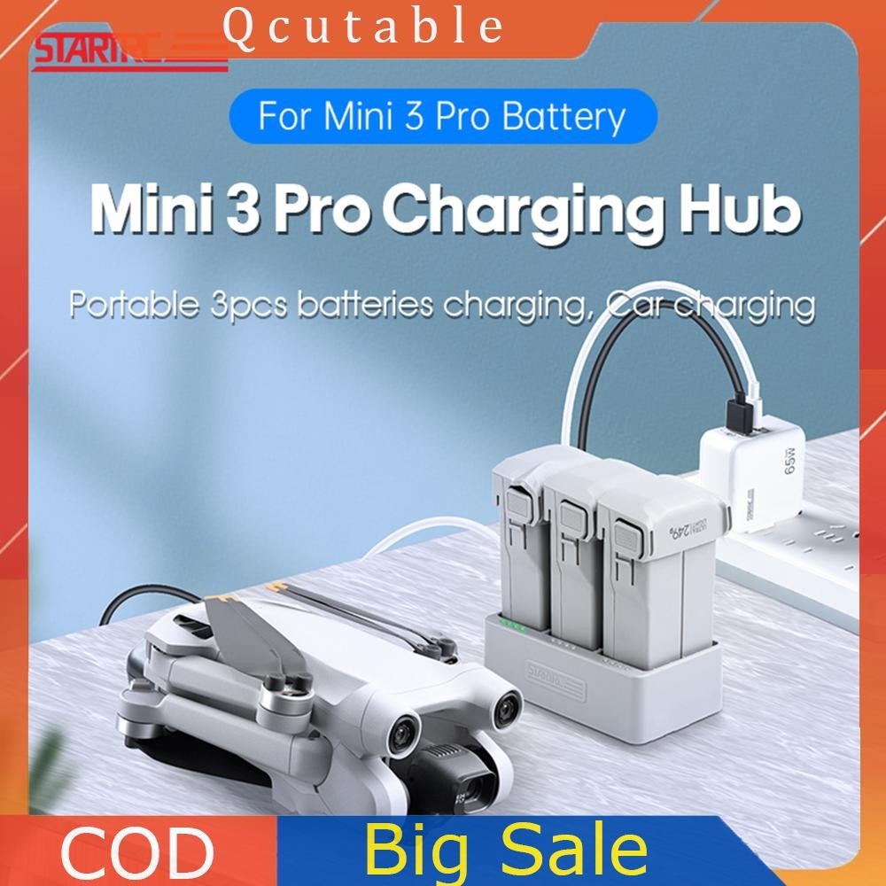 3 in 1 แท่นชาร์จแบตเตอรี่ USB 3 ช่อง สําหรับ DJI Mini 3 PRO