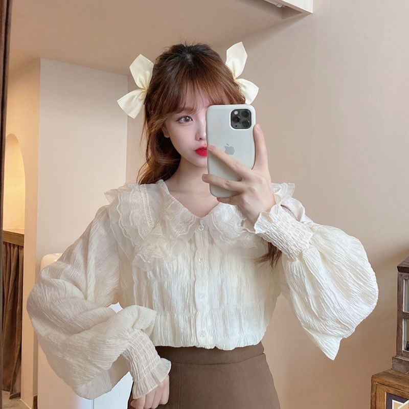 เสื้อเชิ้ต ผ้าชีฟอง แบบเข้ารูป แฟชั่นฤดูใบไม้ผลิ สไตล์เกาหลี และตะวันตก สําหรับผู้หญิง