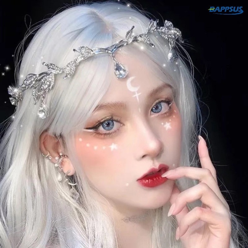 ที่คาดผมมงกุฎเจ้าสาว ประดับพลอยเทียม ทรงหยดน้ํา หรูหรา สไตล์โรแมนติก