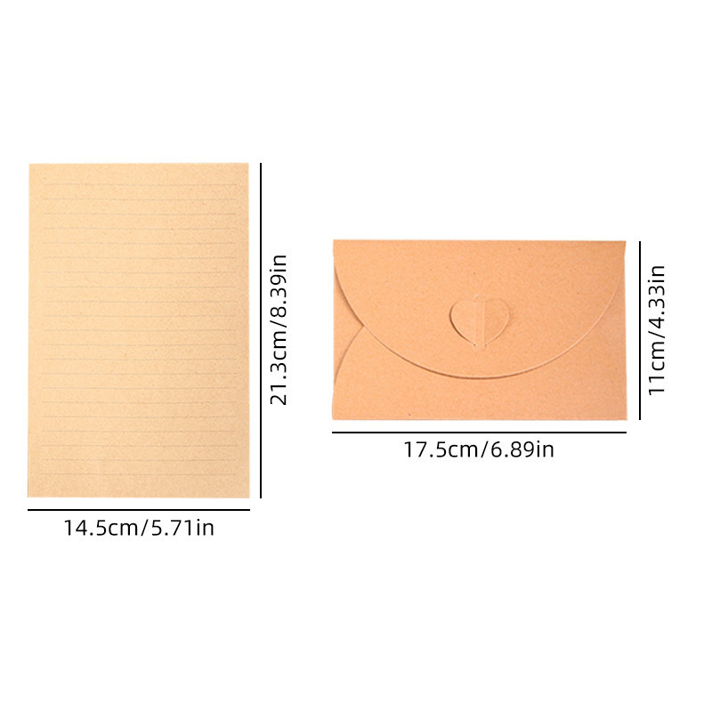 ซองจดหมายกระดาษคราฟท์ รูปหัวใจ แนวนอน สไตล์โรแมนติก เรโทร มี 10 ชิ้น - รูปที่ 2